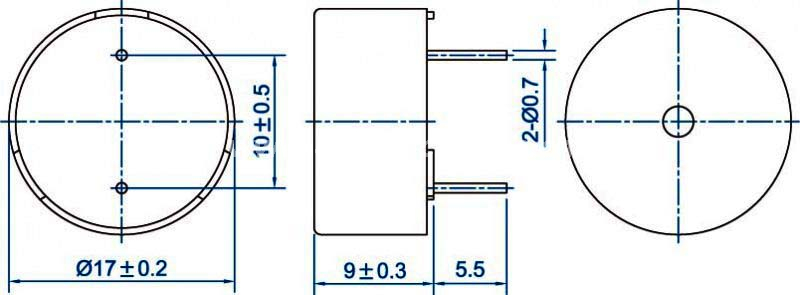Piezo buzzer EPT1790A-TO-03-2.0-30-10.0-R piezoelectric transducer - ESUNTECH