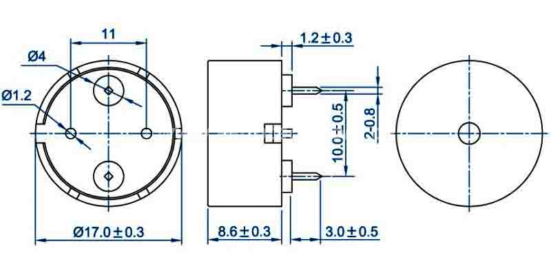 Piezo buzzer EPT1790-HO-03-2.0-25-10.0-R piezoelectric transducer - ESUNTECH