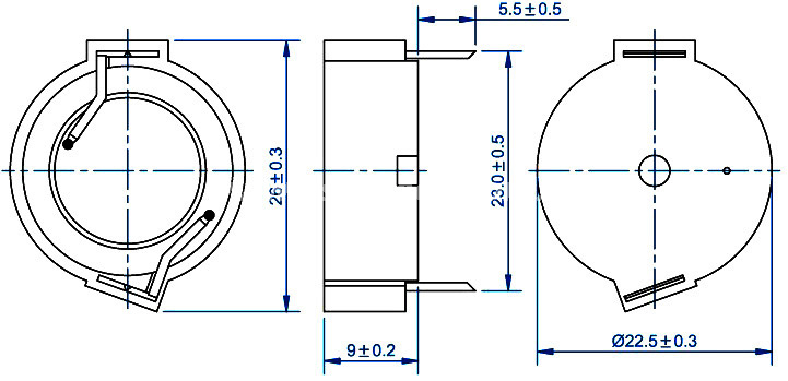 Piezo pin transducer EPT2309B-TA-3-2.2-25-23.0-R 3V wash machine alarm - ESUNTECH
