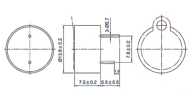 Piezo wireless buzzer EPB1475B-TO-12-4.0-7.6-R 6V 12V alarm annunciator - ESUNTECH