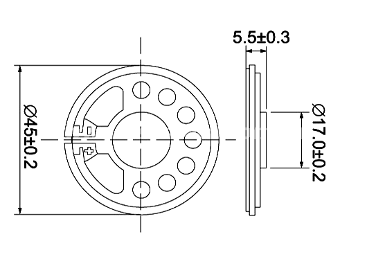 45mm speaker EST45N-A hole mouting metal frame - ESUNTECH