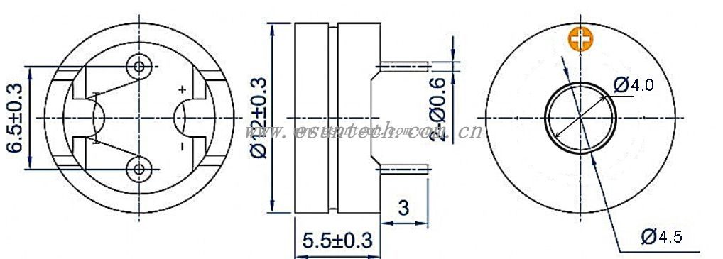 Electromagnetic buzzer EET1255 1.5V passive magnetic transducer - ESUNTECH