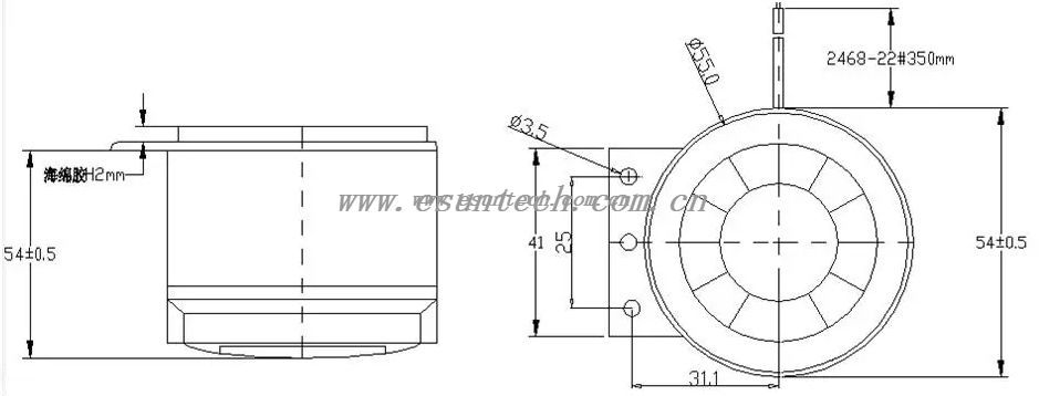 Piezo electronic Siren buzzer EPB5552-012-3.0-R 12/24V 120dB anunciator buzzer - ESUNTECH