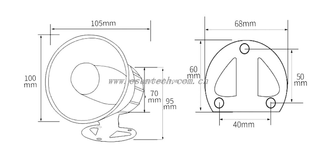 Fire Strobe Siren EN-D001-20W1T 100x10m - ESUTECH